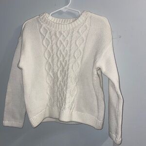 Women's White Cable Knit Sweater